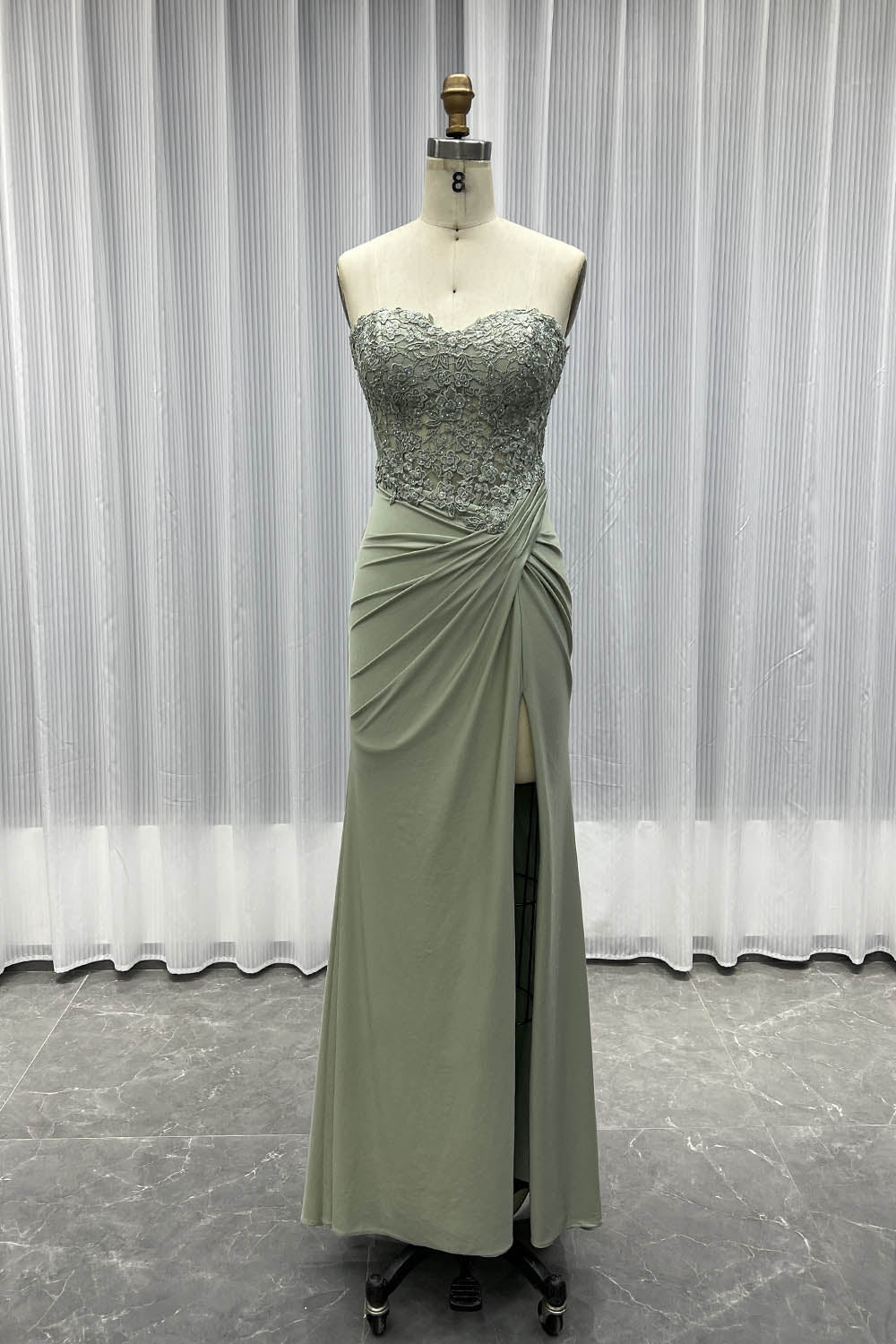 YQLNNE 03 Royal Blue Strapless Long Prom Dress With Appliques Crystals