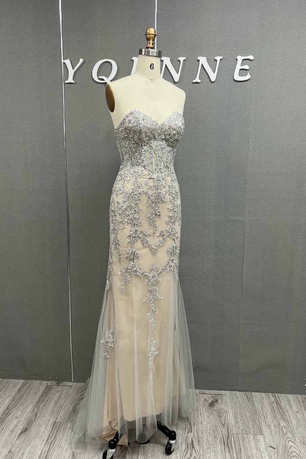 YQLNNE 012 Fuchsia Embroidery Beading Prom Dresses Long Mermaid Evening Gown Lace-up