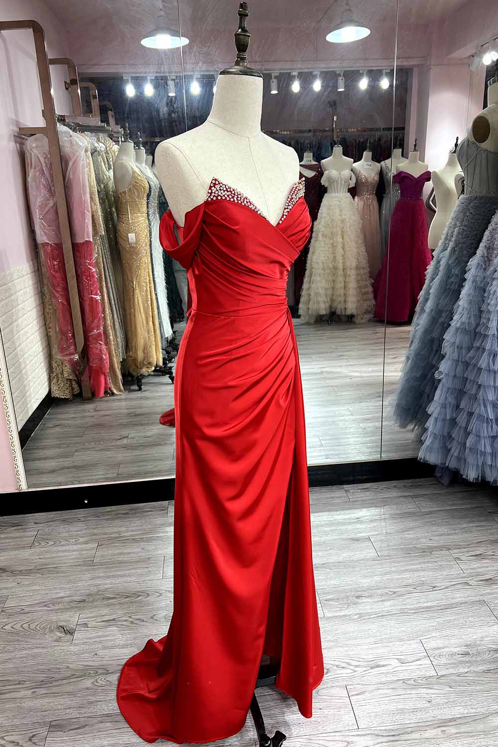 YQLNNE 112 Black Off the Shoulder Prom Dresses Long Evening Gown