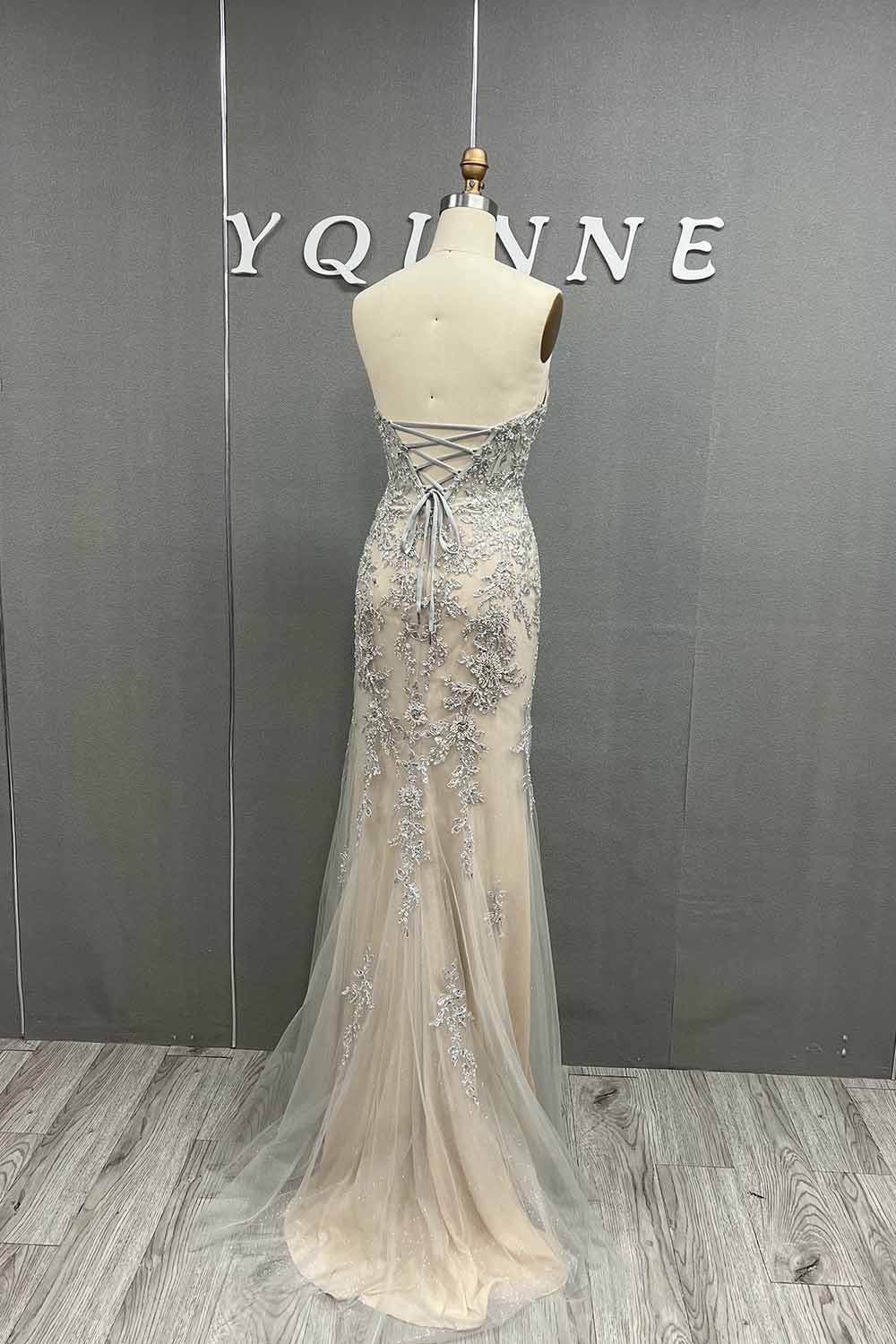 YQLNNE 012 Fuchsia Embroidery Beading Prom Dresses Long Mermaid Evening Gown Lace-up