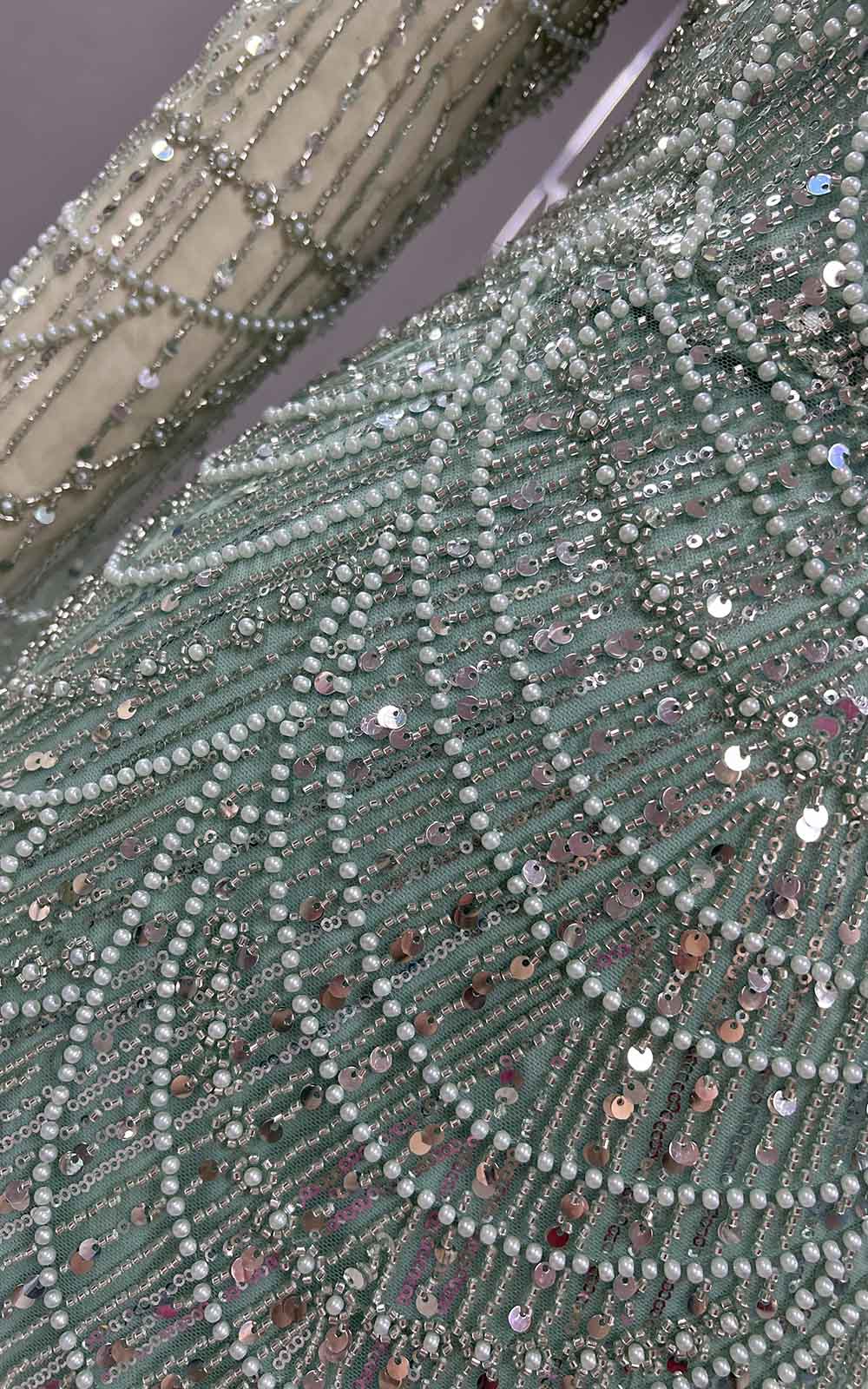 YQLNNE 076 Greenery Beading Evening Dress Mermaid Formal Gown With Gloves