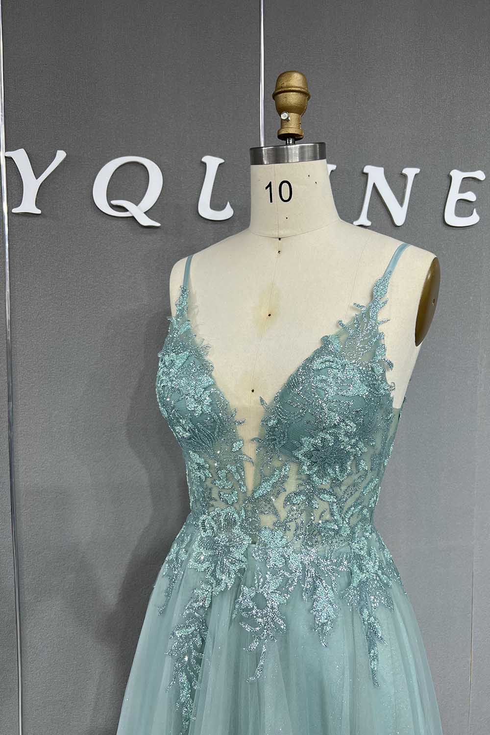YQLNNE 102 Sparkly Mint Green Glitter Prom Dresses Long Party Dress