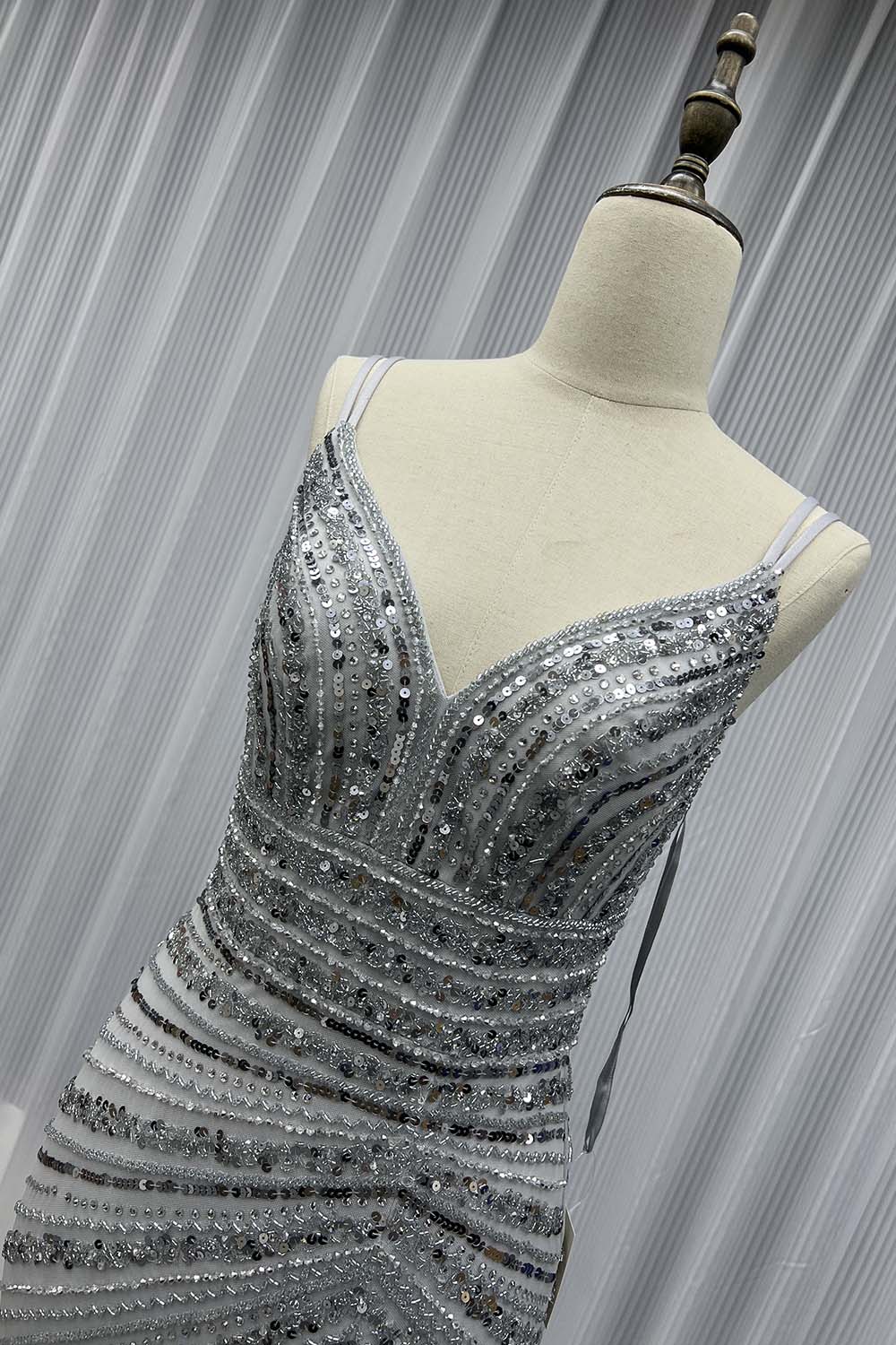 YQLNNE 075 Green High Slit Beaded Evening Dress Long Mermaid Formal Party Gown