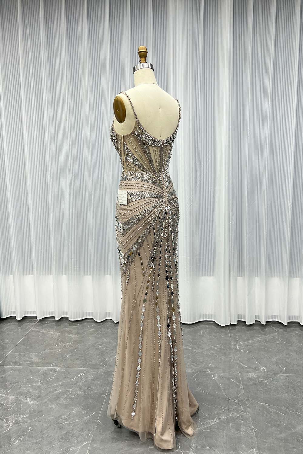 YQLNNE 038 Black Crystals Pageant Evening Gown Long Slit Strapless Women Party Dress
