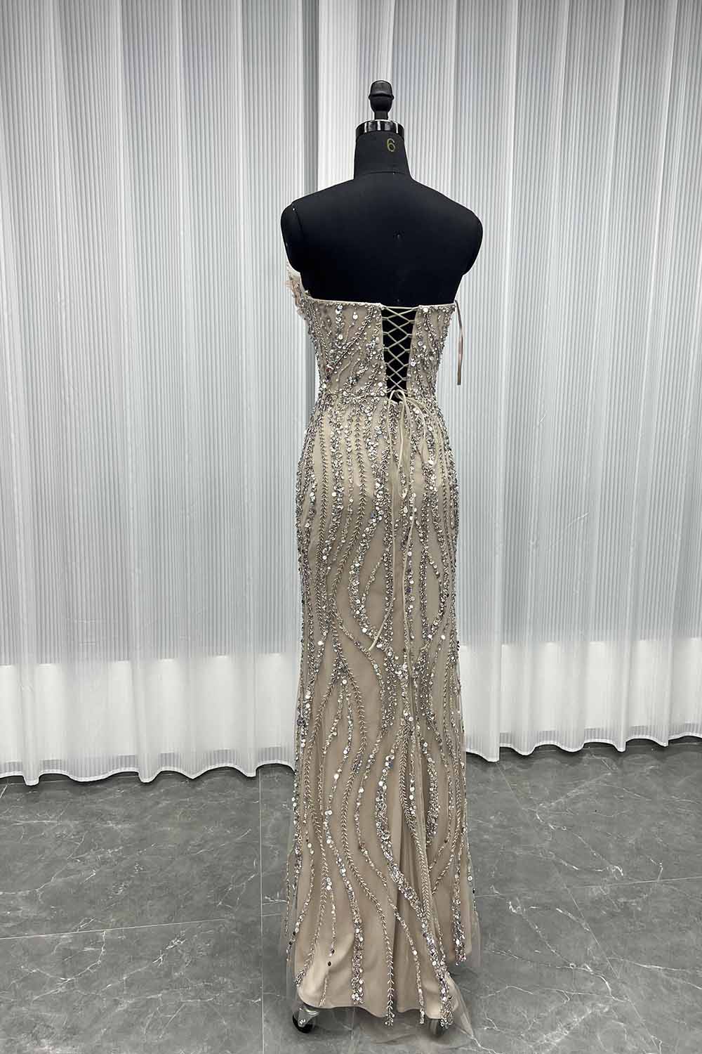 YQLNNE 040 Luxury Blue Crystals Evening Party Gown Pageant Dresses Lace-up
