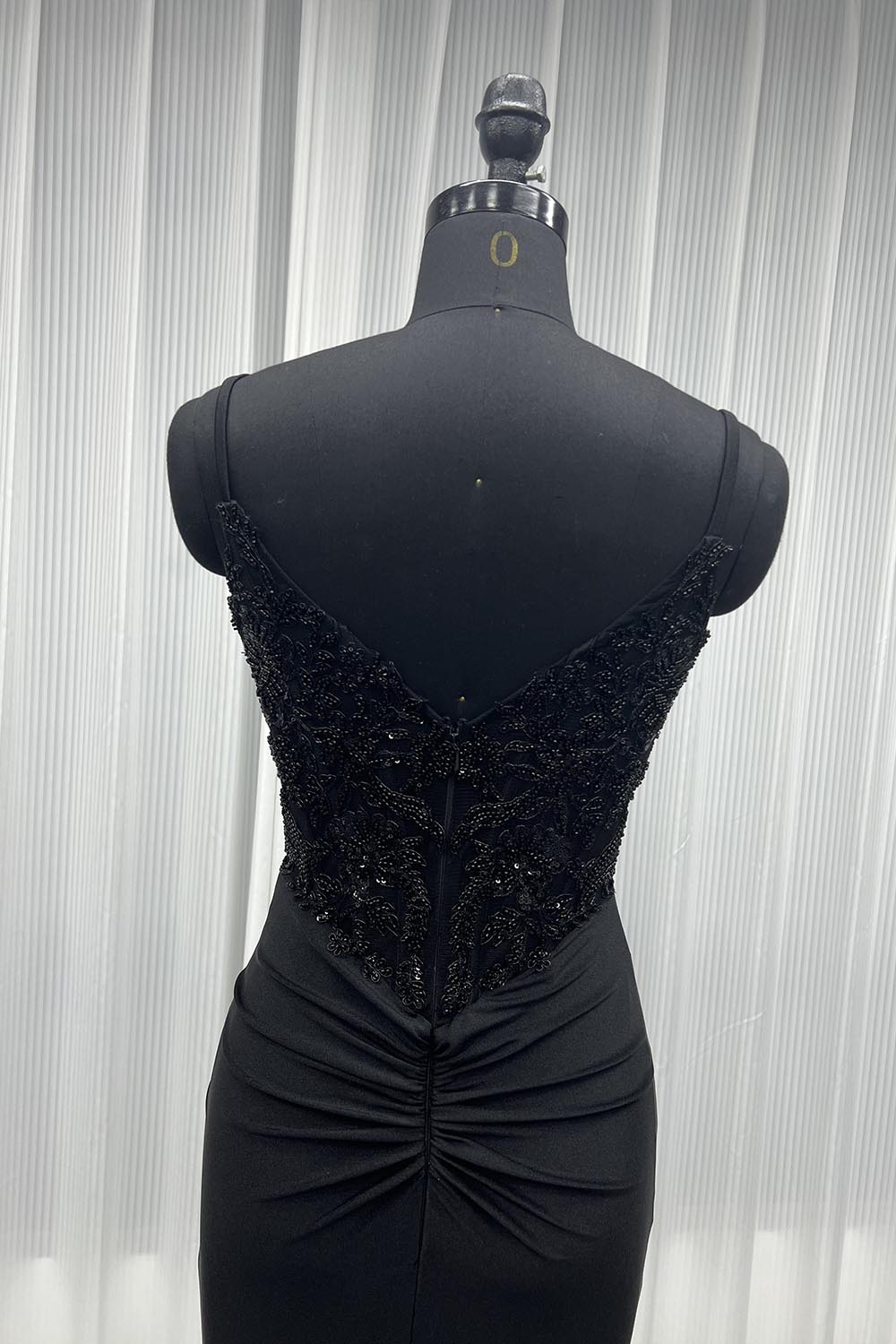 YQLNNE 01 Sexy Black Embroidered Long Slit Prom Dresses Mermaid Spaghetti Beading Party Gown
