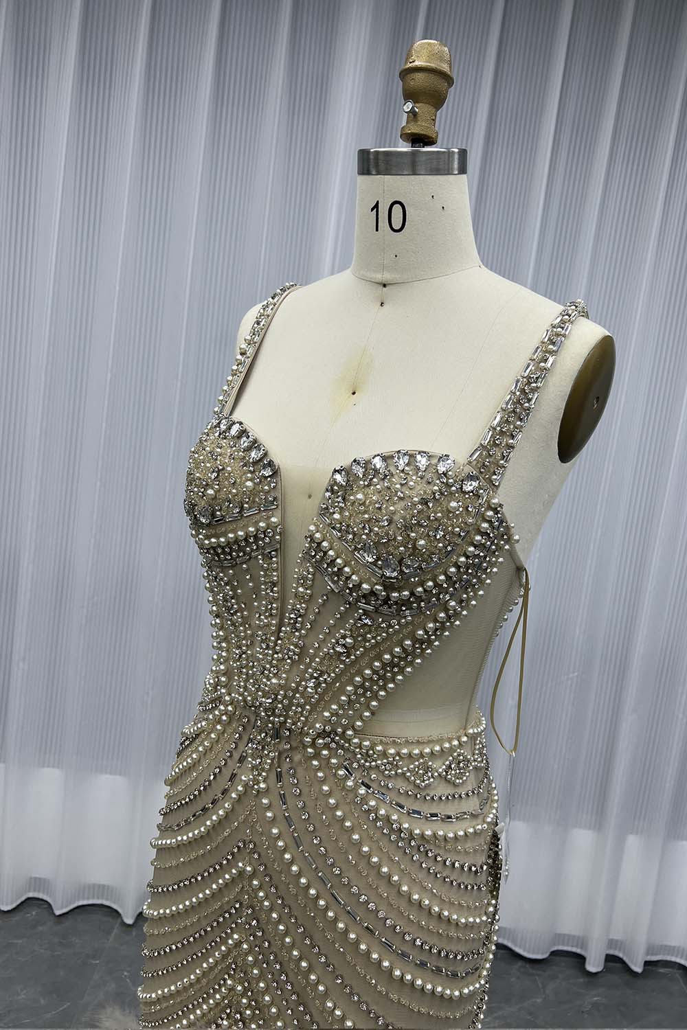 YQLNNE 045 Blue Feathers Crystals Evening Party Gown Mermaid Formal Dress