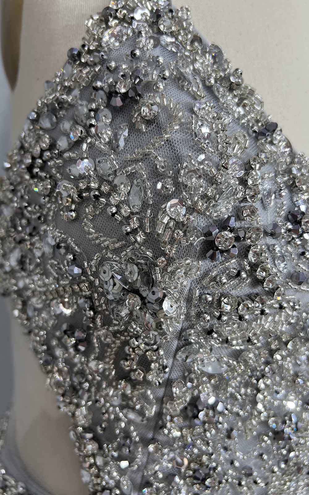 YQLNNE 063 Silver Crystals Beaded Mermaid Evening Dress Long Party Gown