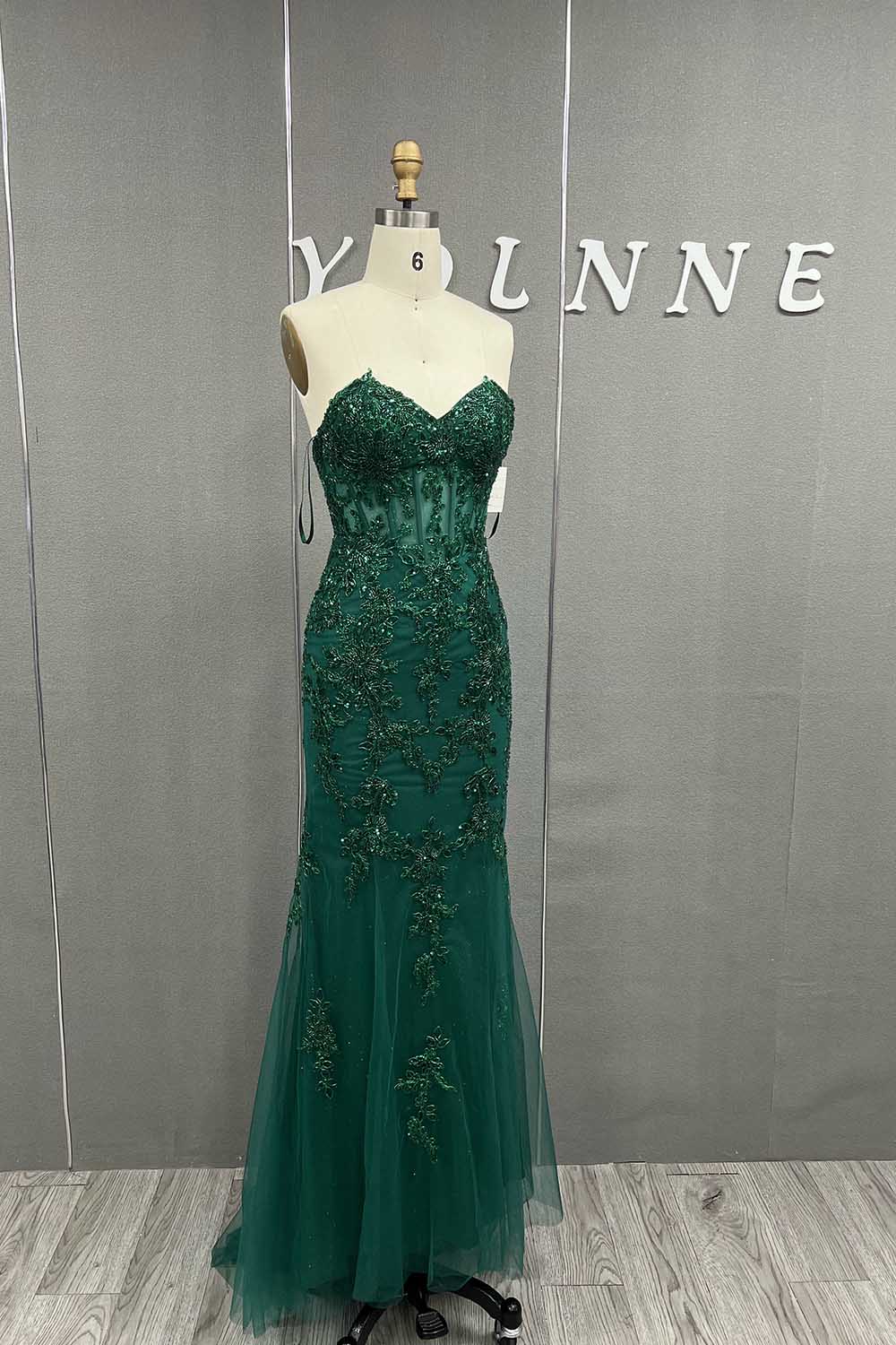 YQLNNE 012 Fuchsia Embroidery Beading Prom Dresses Long Mermaid Evening Gown Lace-up