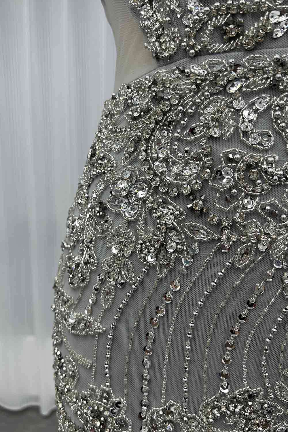 YQLNNE 063 Nude Rhinestones Evening Dress Mermaid Pageant Gown