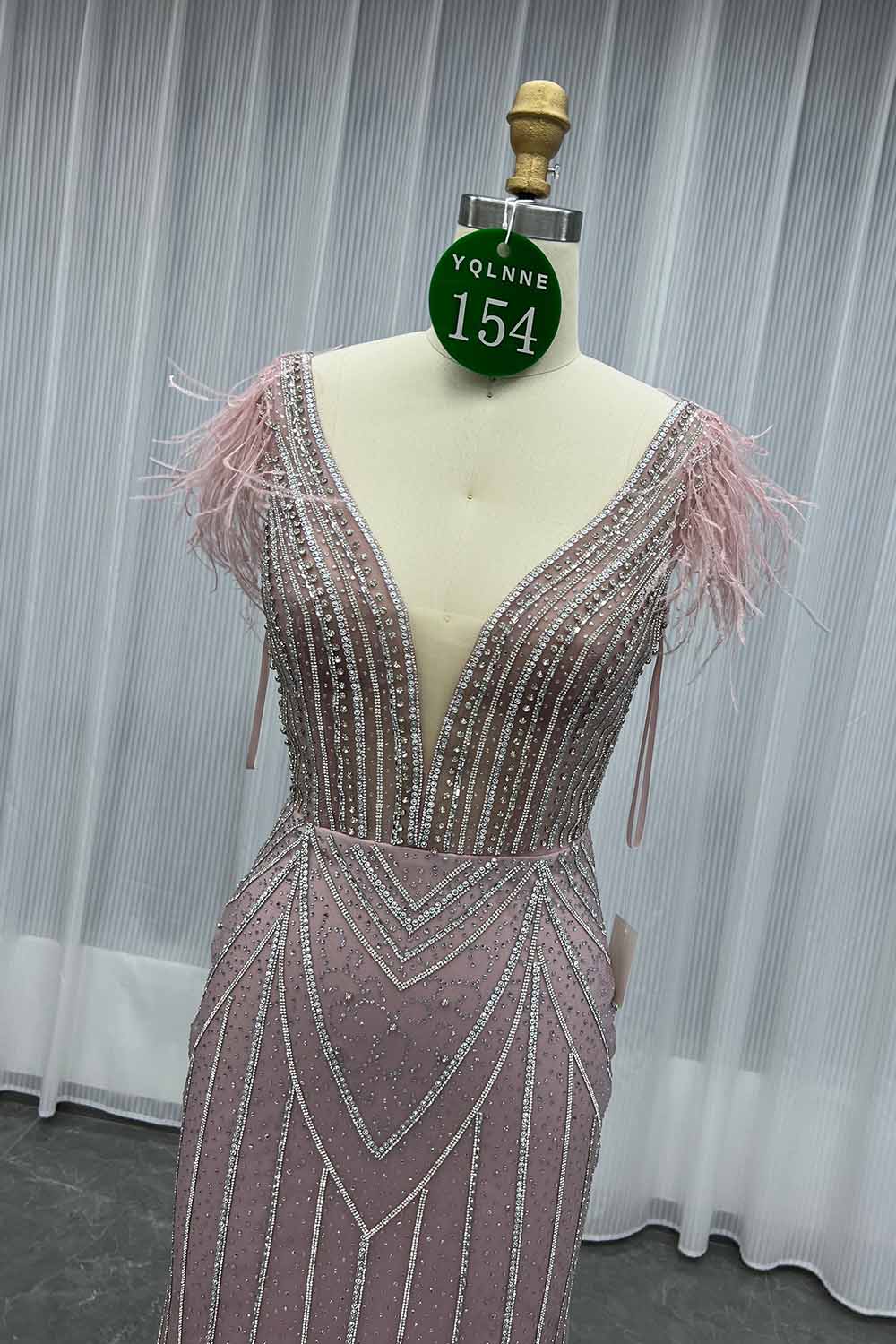 YQLNNE 0154 Sky Blue Rhinestones Long Prom Dresses Mermaid