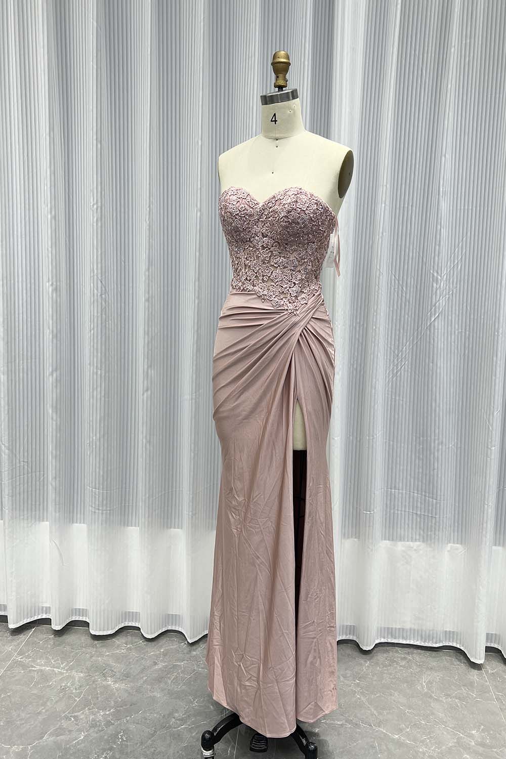 YQLNNE 03 Royal Blue Strapless Long Prom Dress With Appliques Crystals