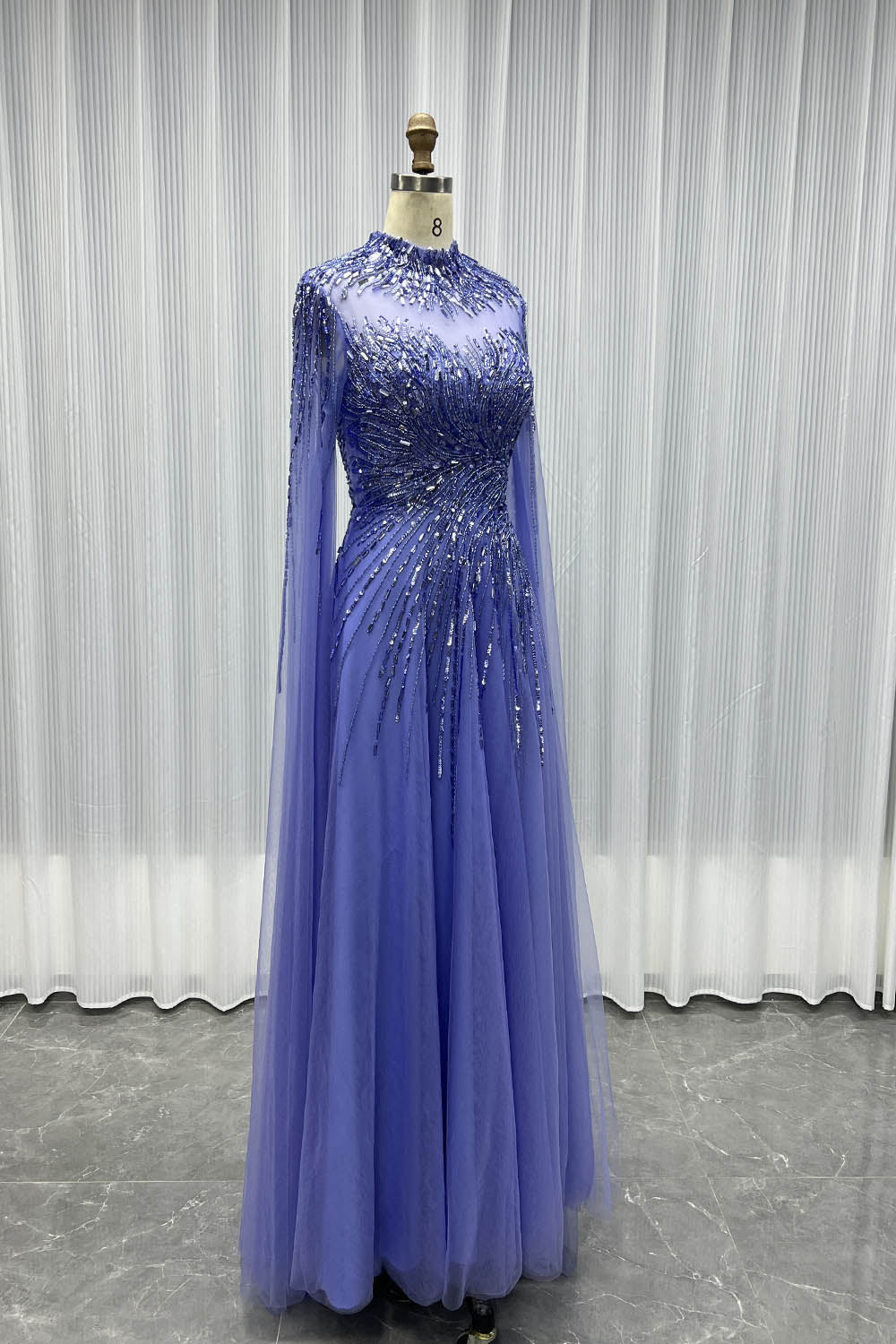 YQLNNE 048 Burgundy Full Sleeve Evening Dress Dubai Crystals Party Dress