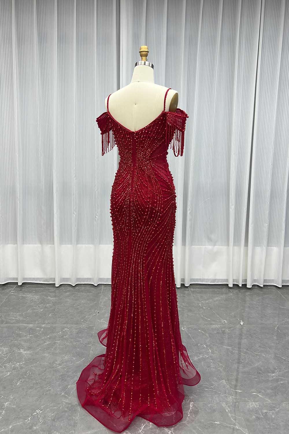 YQLNNE 0184 Black Beaded Mermaid Long Evening Dress Prom Gown