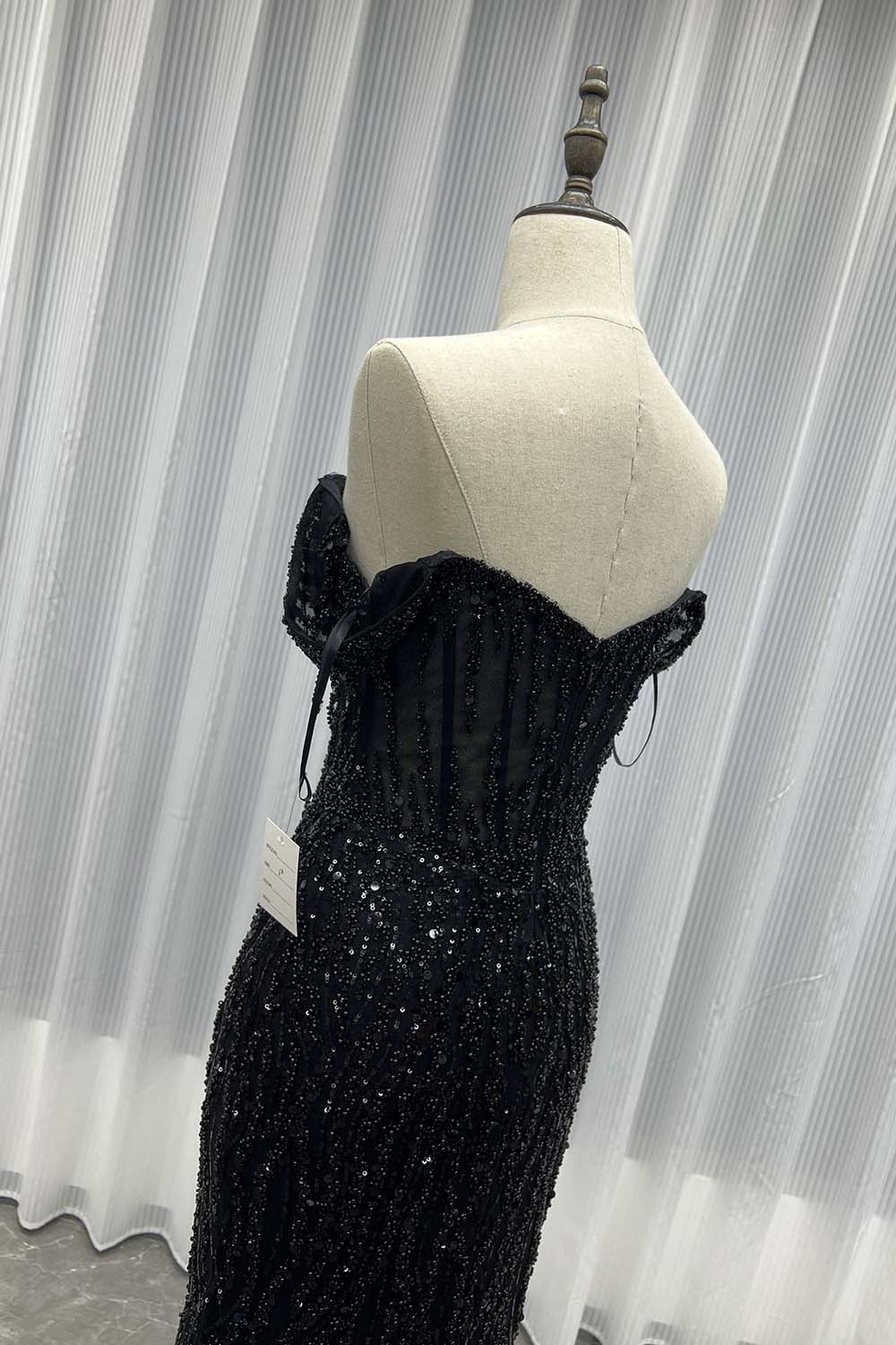 YQLNNE 08 Sliver Off The Shoulder Long Prom Dresses Slit Sequined Beaded Women Party Dress