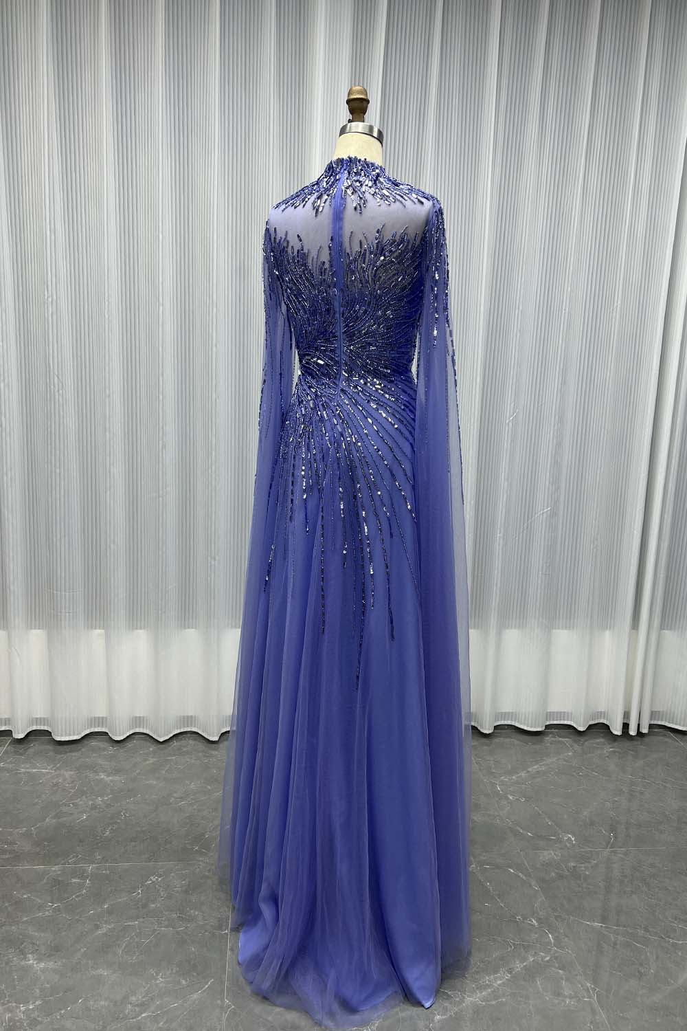 YQLNNE 048 Burgundy Full Sleeve Evening Dress Dubai Crystals Party Dress