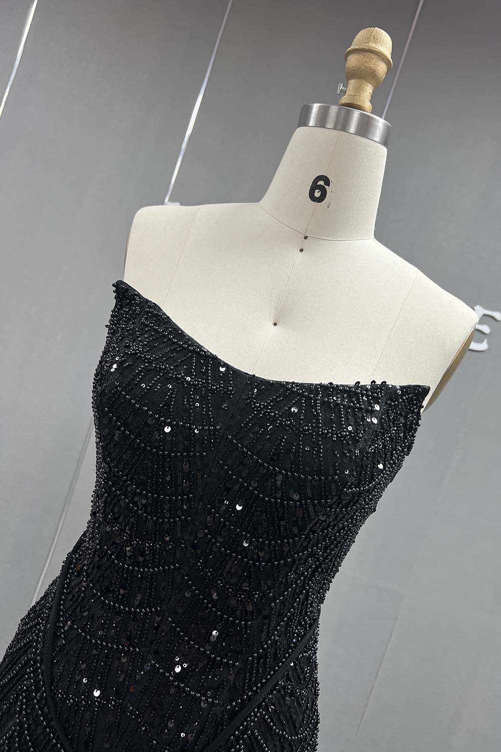 YQLNNE 073 Nude Pearls Beading Long Evening Dress Mermaid Prom Party Gown