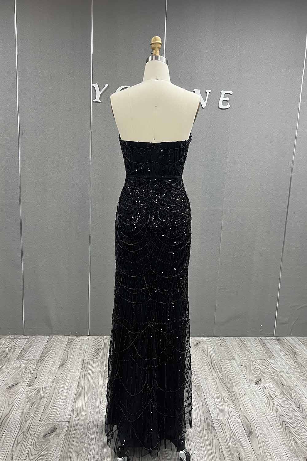 YQLNNE 073 Nude Pearls Beading Long Evening Dress Mermaid Prom Party Gown