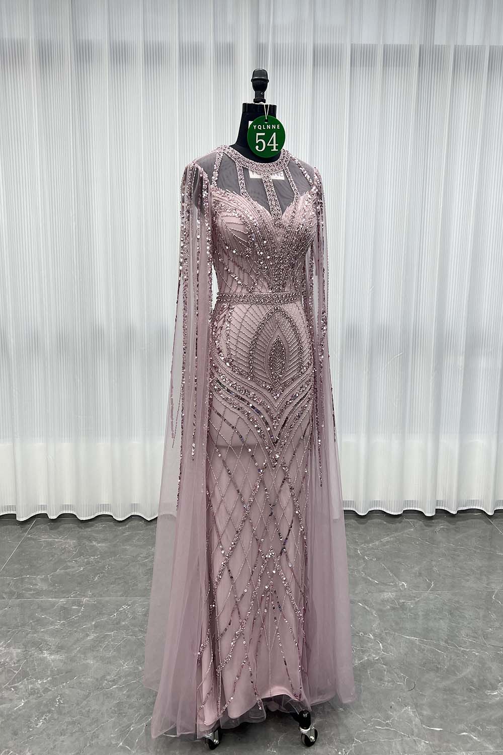 YQLNNE 054 Modest Muslim Purple Evening Dress Formal Women Gowns