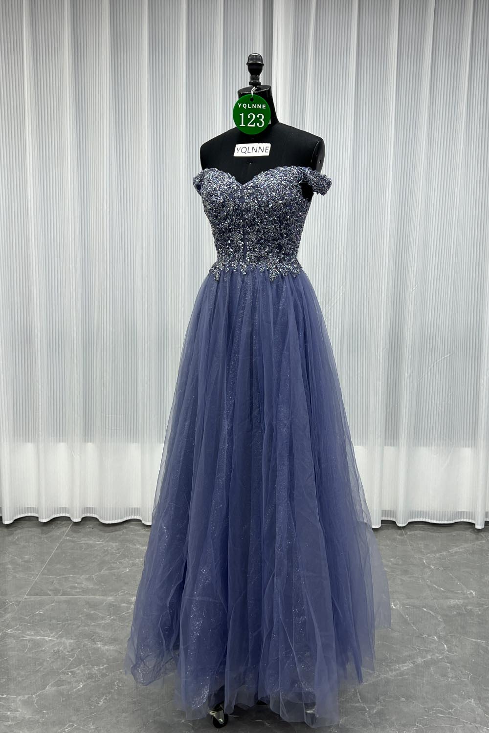 YQLNNE 0123 Wine Red Off Shoulder Prom Dress Long Party Gown