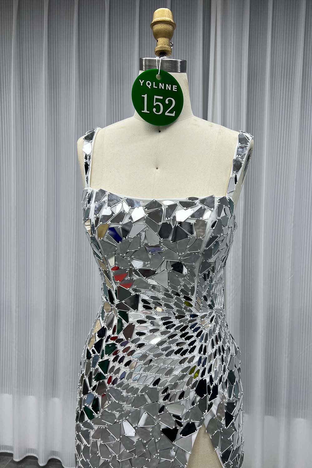 YQLNNE 0152 Short Mini Silver Lens Cocktail Dress Evening Party Gown