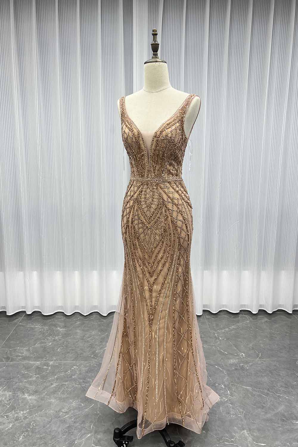 YQLNNE 022 Silver Crystals Long Prom Dress Mermaid Formal Evening Gown