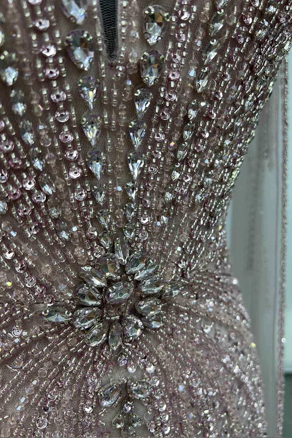 YQLNNE 061 Modest Pink Rhinestones Evening Dress With Shawl