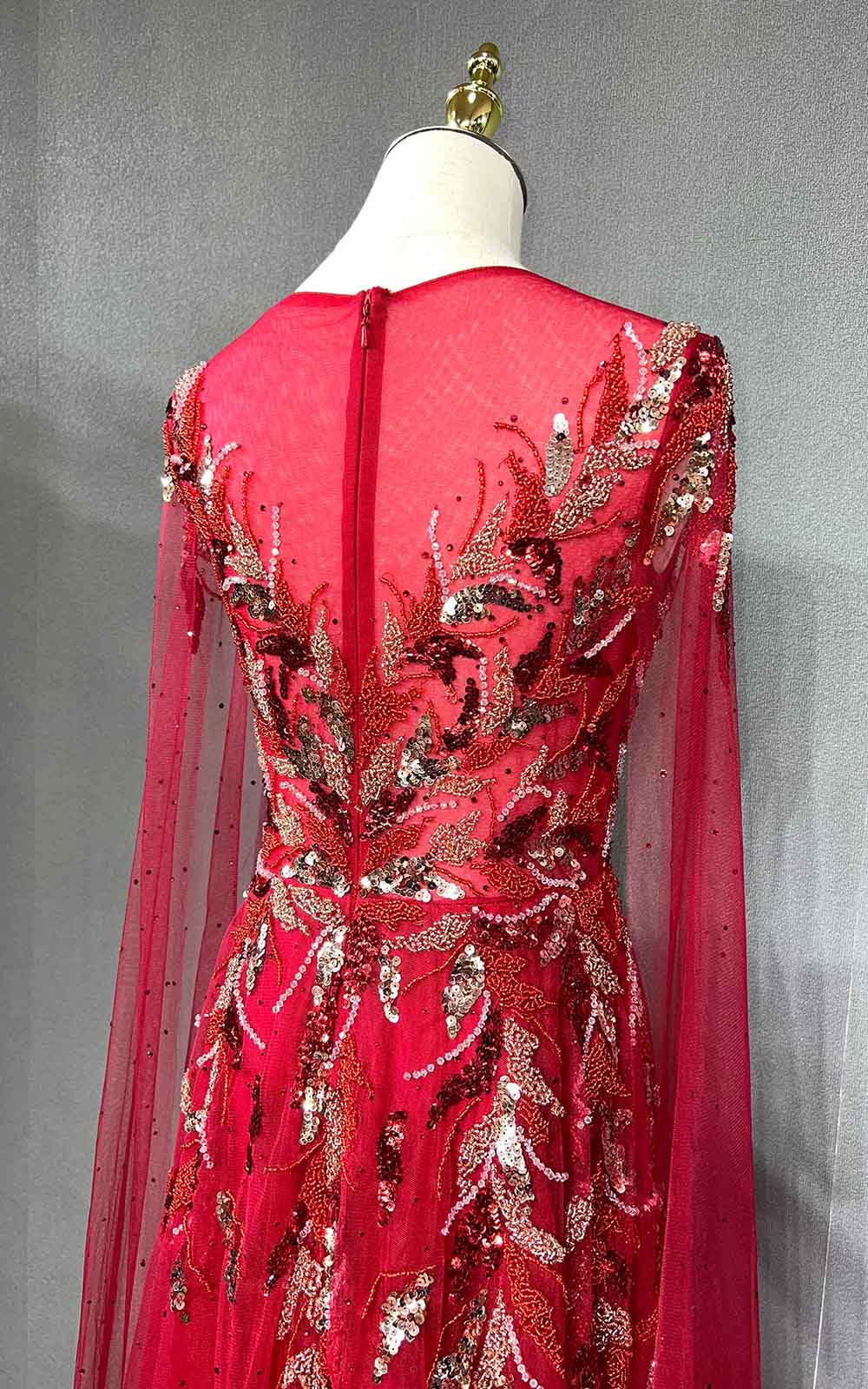 YQLNNE 069 Gold Crystals Beaded Evening Party Gown Handmade