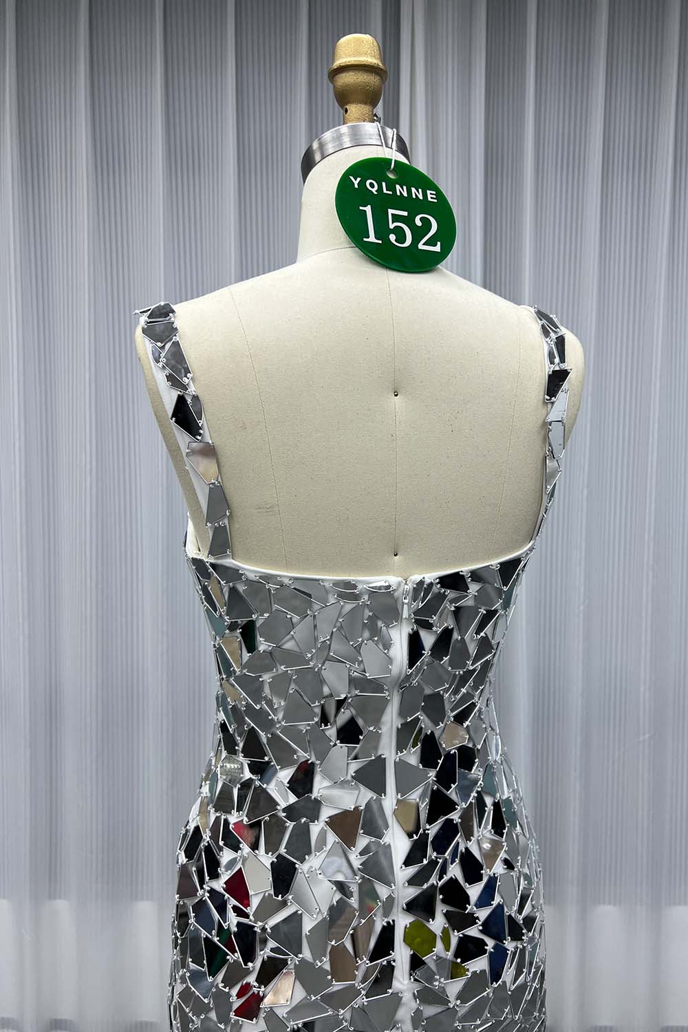 YQLNNE 0152 Short Mini Silver Lens Cocktail Dress Evening Party Gown