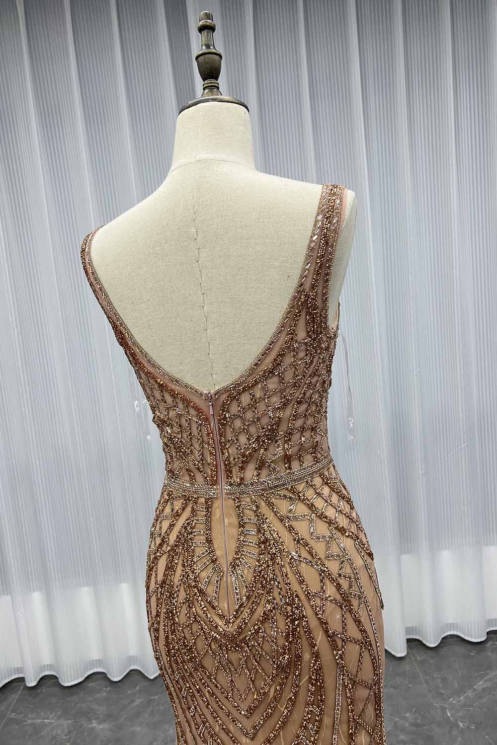 YQLNNE 022 Silver Crystals Long Prom Dress Mermaid Formal Evening Gown