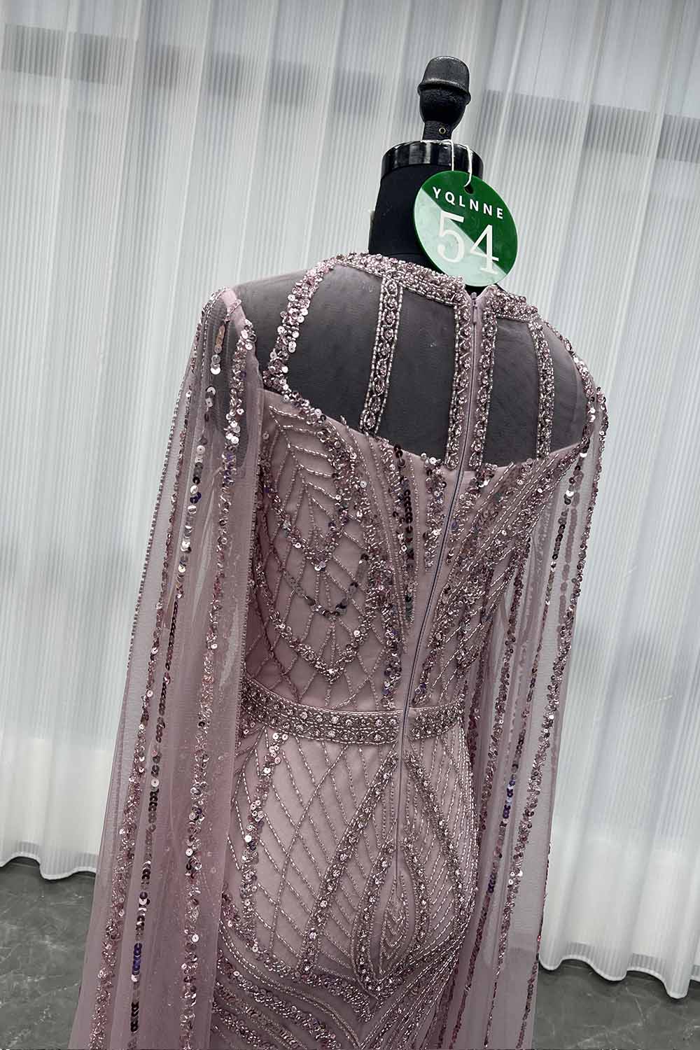 YQLNNE 054 Modest Muslim Purple Evening Dress Formal Women Gowns