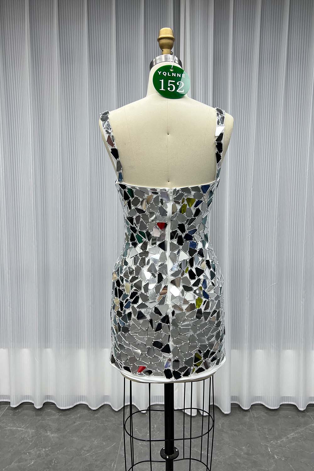 YQLNNE 0152 Short Mini Silver Lens Cocktail Dress Evening Party Gown