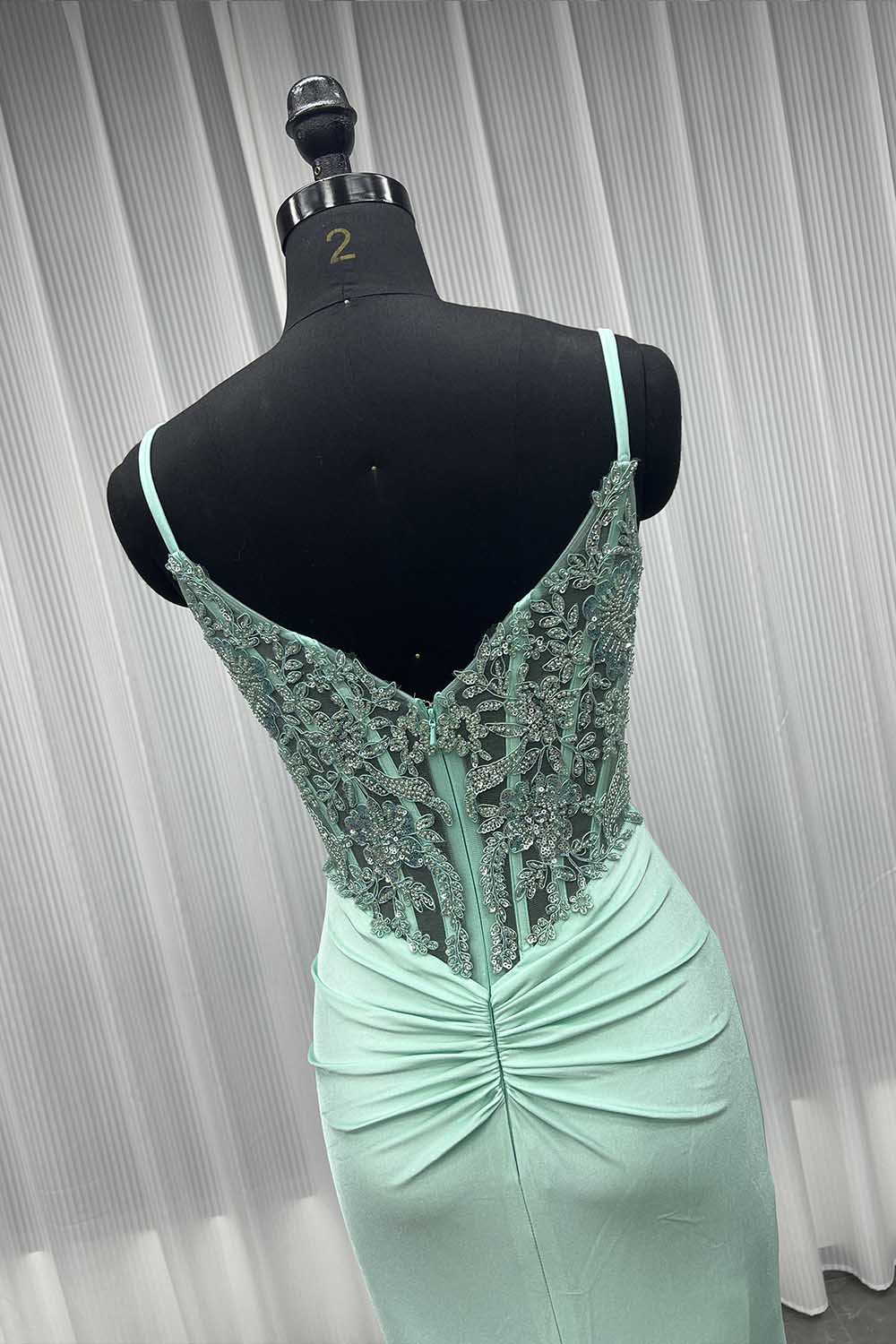 YQLNNE 01 Sexy Black Embroidered Long Slit Prom Dresses Mermaid Spaghetti Beading Party Gown