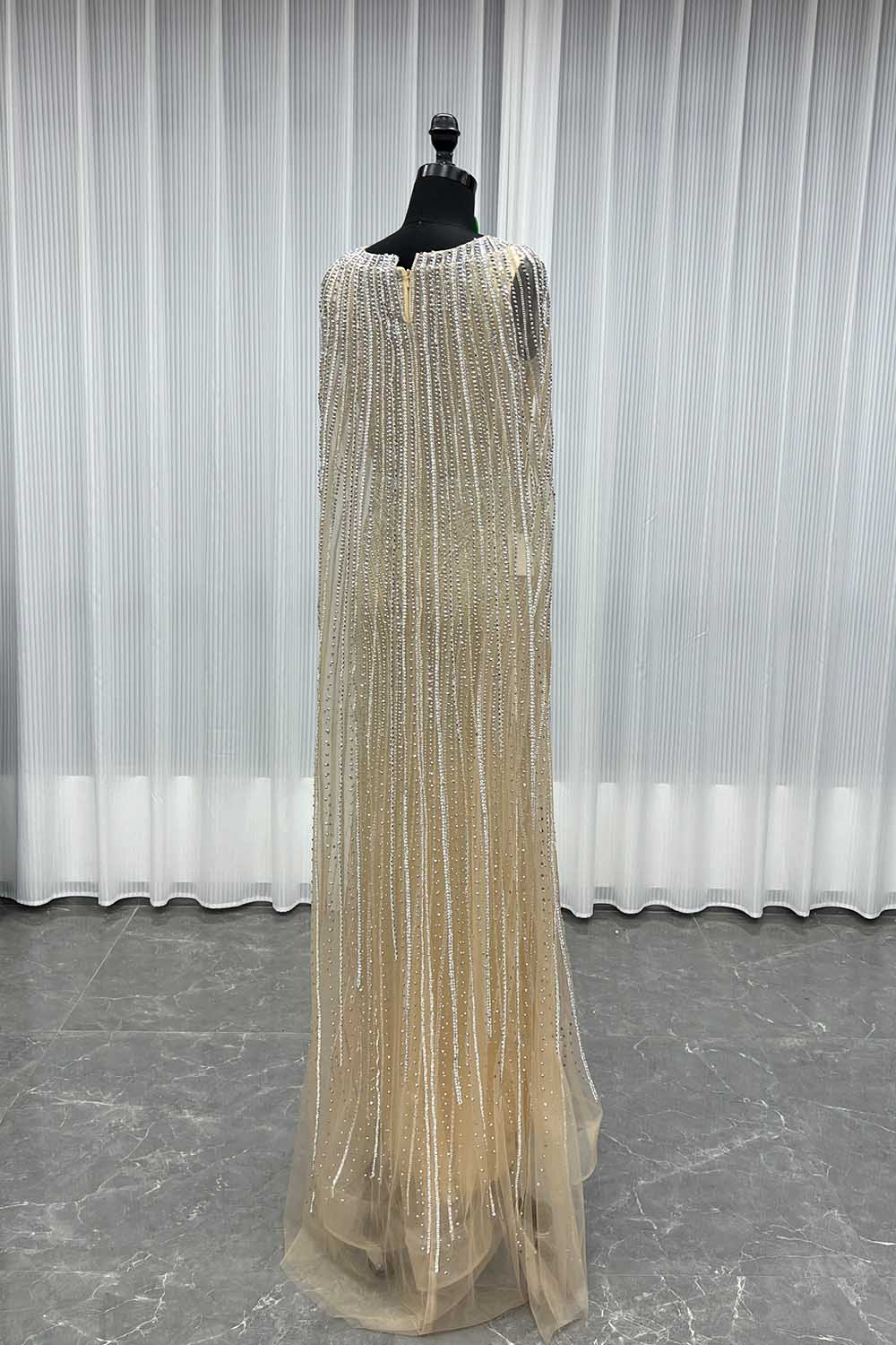 YQLNNE 084 Nude Crystals Evening Dress Long Women Party Gown