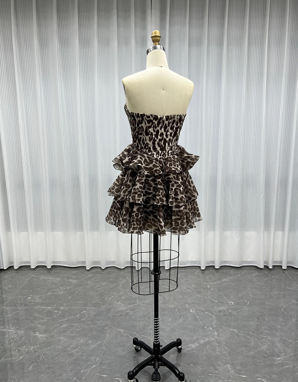 YQLNNE Leopard Print Short Mini Party Dress