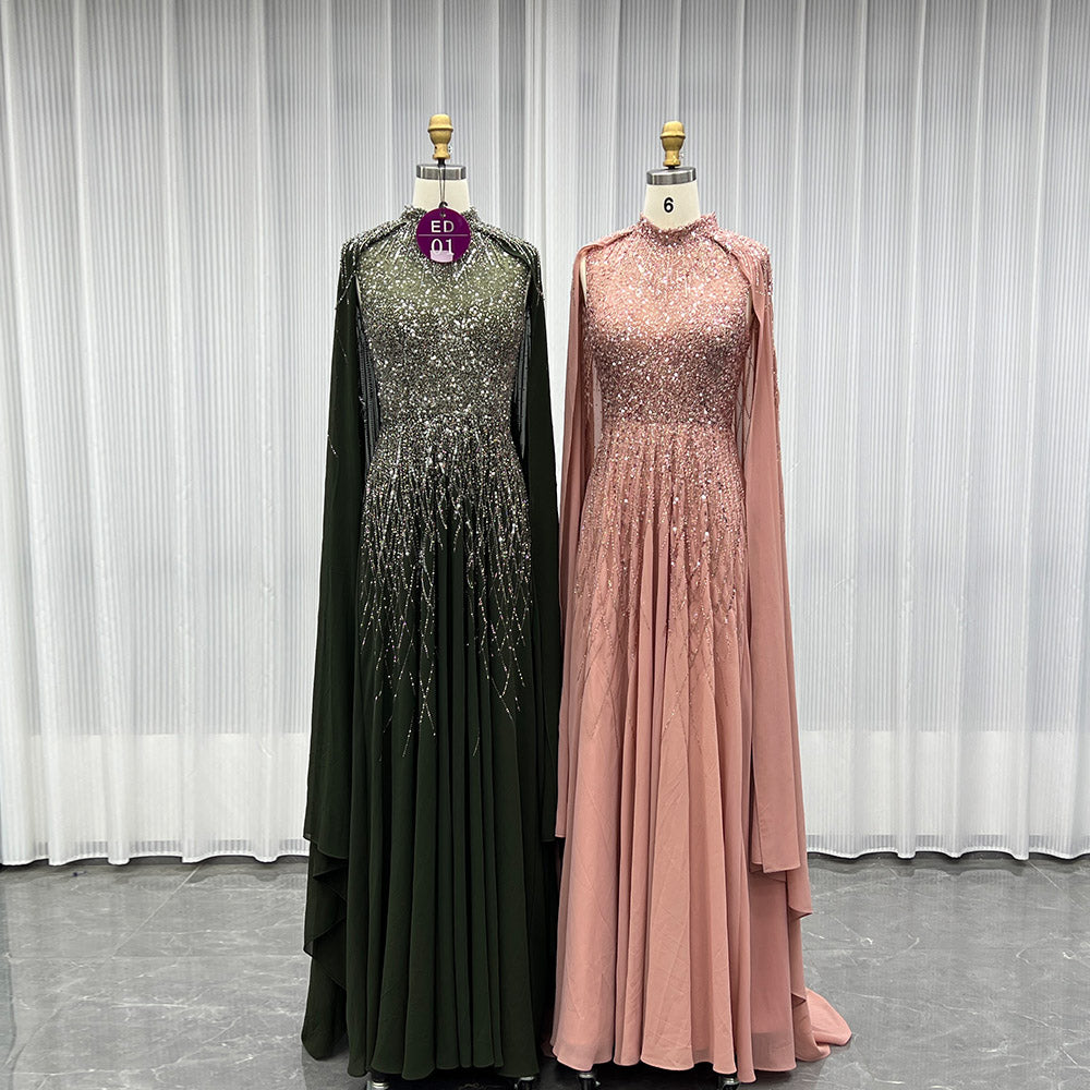 YQLNNE ED01 Elegant Chiffon Handmade Beaded Formal Evening Dress