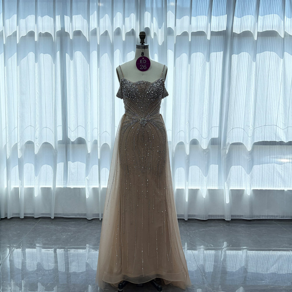 YQLNNE ED26 Straps Rhinestones Mermaid Evening Dress Pageant Gown