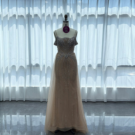 YQLNNE ED26 Straps Rhinestones Mermaid Evening Dress Pageant Gown