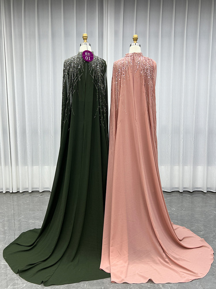 YQLNNE ED01 Elegant Chiffon Handmade Beaded Formal Evening Dress