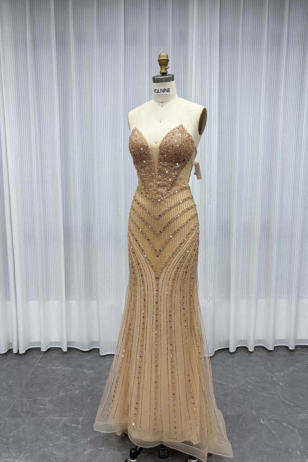 YQLNNE Silver Sweetheart Long Mermaid Prom Dresses With Lace-up