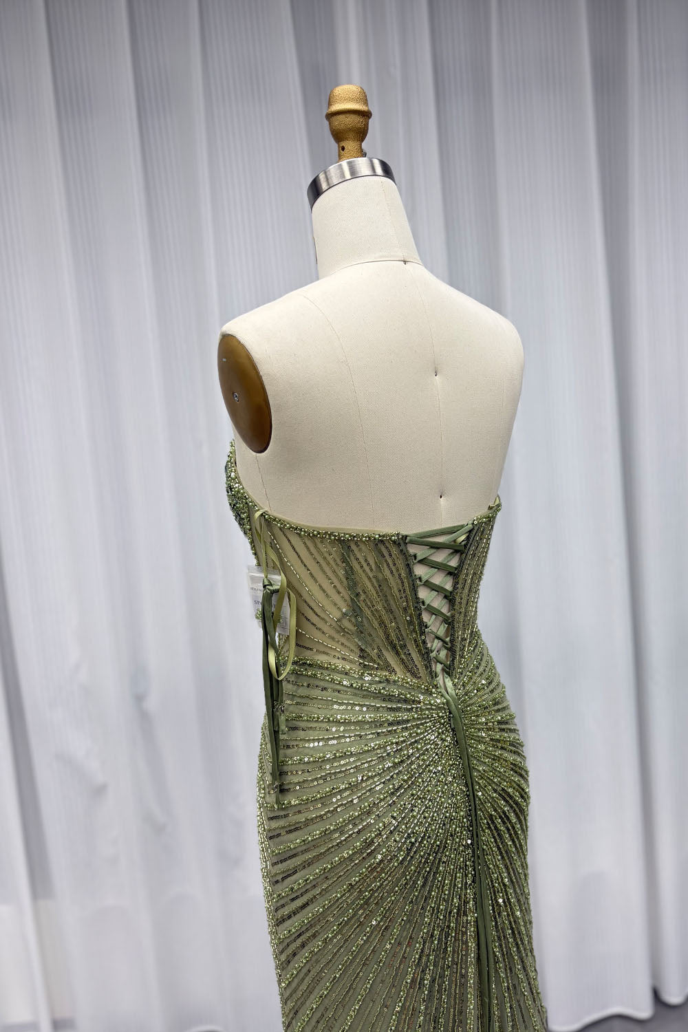 YQLNNE Sexy Strapless Beaded Long Prom Dresses With Slit
