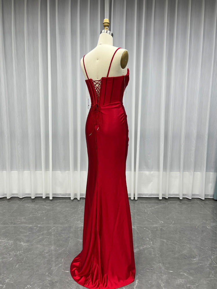YQLNNE Royal Blue Long Satin Prom Dresses