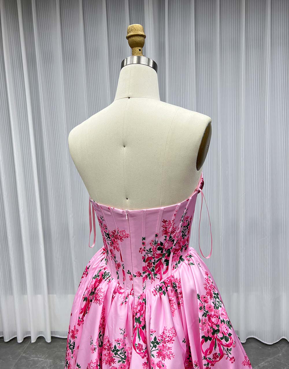YQLNNE Short Mini Pink Printed Floral Prom Dresses