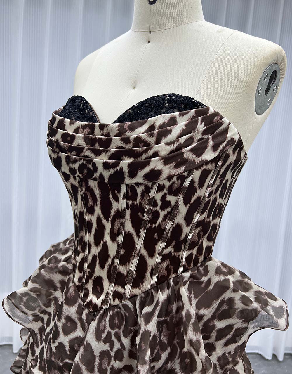 YQLNNE Leopard Print Short Mini Party Dress
