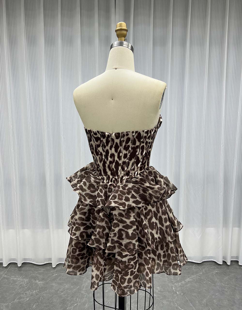 YQLNNE Leopard Print Short Mini Party Dress