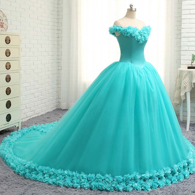 YQLNNE Vestido Debutante Gowns Ball Gown Quinceanera Dresses Off the Shoulder 3D Flowers Sweet 16 Dress Vestidos De 15 Anos