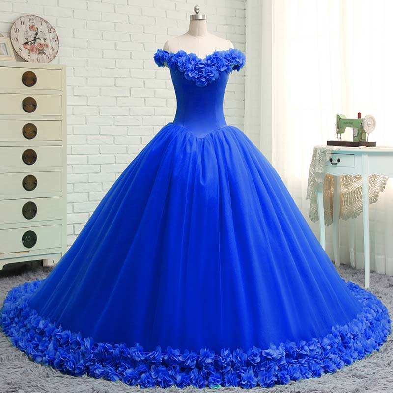 YQLNNE Vestido Debutante Gowns Ball Gown Quinceanera Dresses Off the Shoulder 3D Flowers Sweet 16 Dress Vestidos De 15 Anos