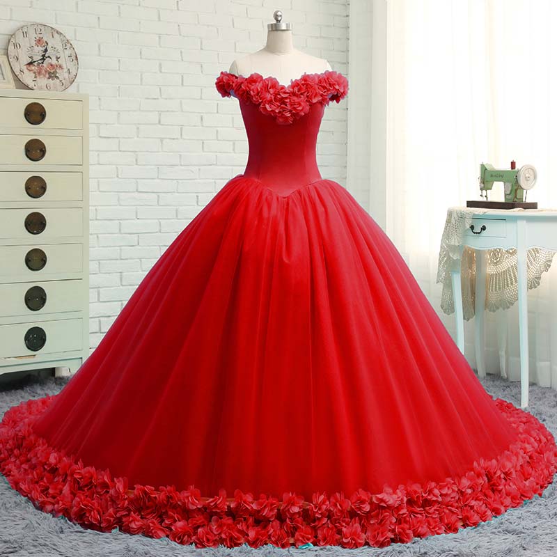 YQLNNE Vestido Debutante Gowns Ball Gown Quinceanera Dresses Off the Shoulder 3D Flowers Sweet 16 Dress Vestidos De 15 Anos