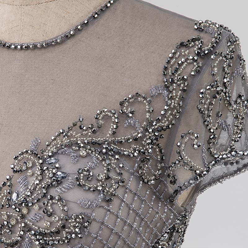 Couture Gray Cap Sleeve Evening Dress Sparkly Rhinestone Formal Gown Competition Dresses Robe De Soiree YQLNNE